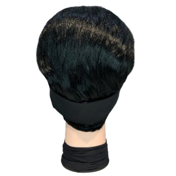 Solid Black Rockabilly Bandana Tie Headband - Picture 6 of 13